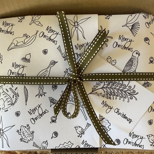 christmas gift wrap + gift tag